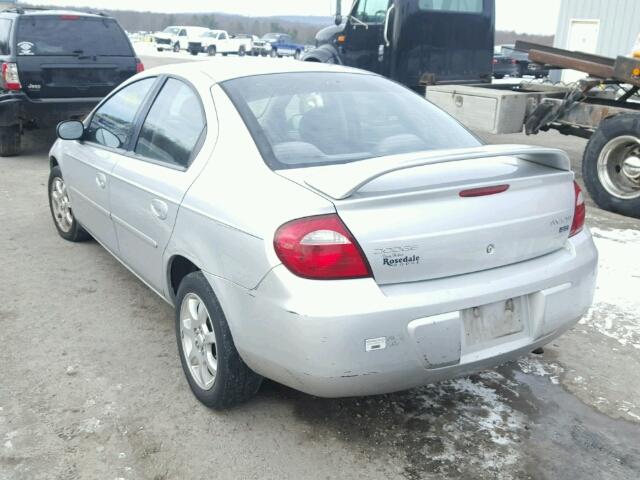 1B3ES56C64D645444 - 2004 DODGE NEON SXT SILVER photo 3