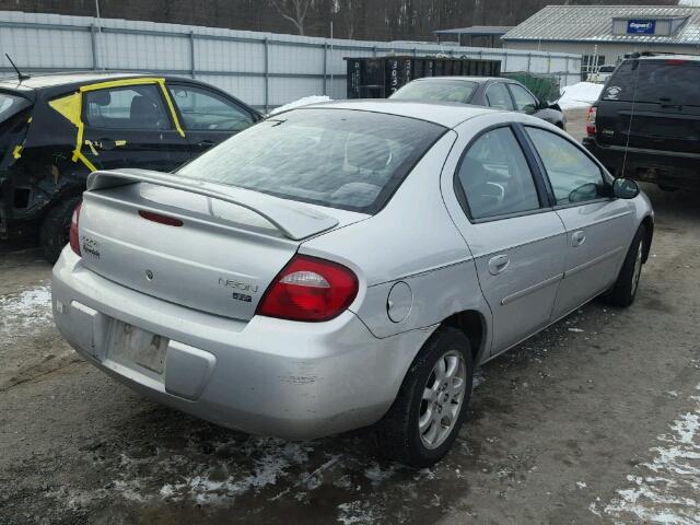 1B3ES56C64D645444 - 2004 DODGE NEON SXT SILVER photo 4