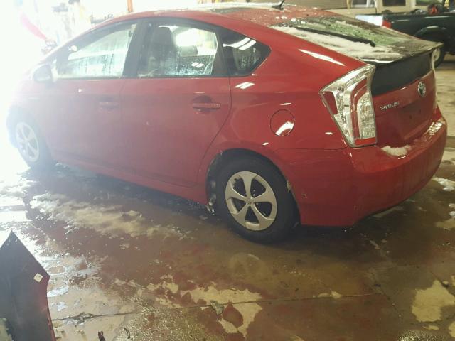 JTDKN3DU7C1591192 - 2012 TOYOTA PRIUS RED photo 3