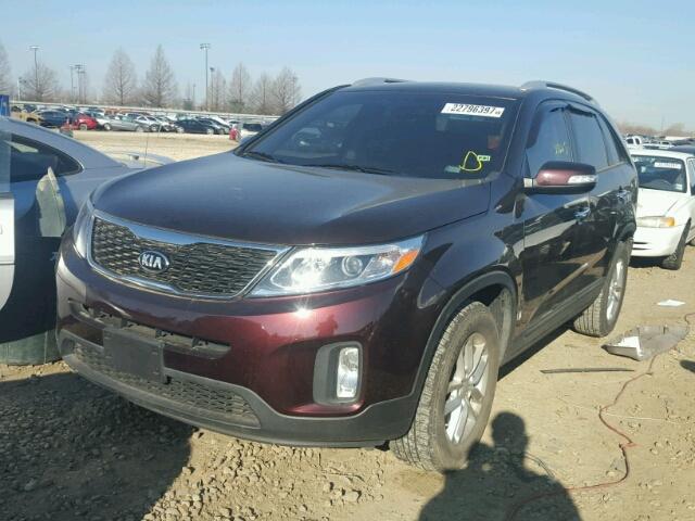 5XYKT4A70EG473109 - 2014 KIA SORENTO LX MAROON photo 2