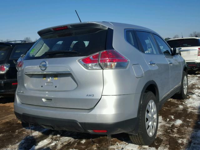 KNMAT2MV4FP558396 - 2015 NISSAN ROGUE S SILVER photo 4