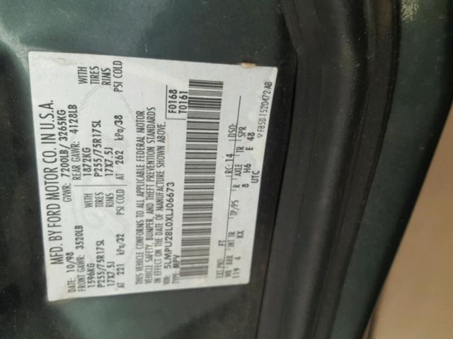 5LMPU28L0XLJ06673 - 1999 LINCOLN NAVIGATOR მწვანე ფოტო 10