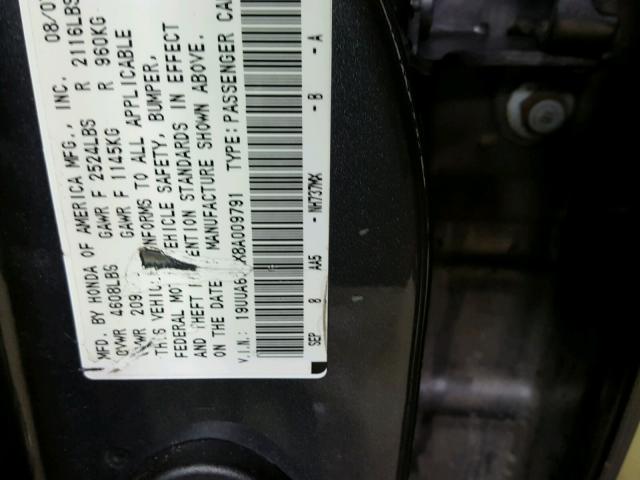 19UUA662X8A009791 - 2008 ACURA TL GRAY photo 10