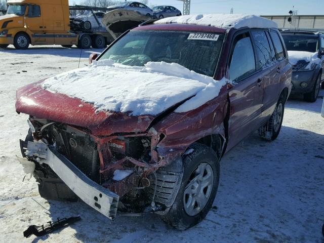 JTEGD21A430052141 - 2003 TOYOTA HIGHLANDER MAROON photo 2