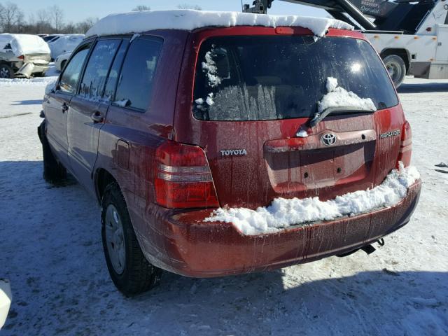 JTEGD21A430052141 - 2003 TOYOTA HIGHLANDER MAROON photo 3