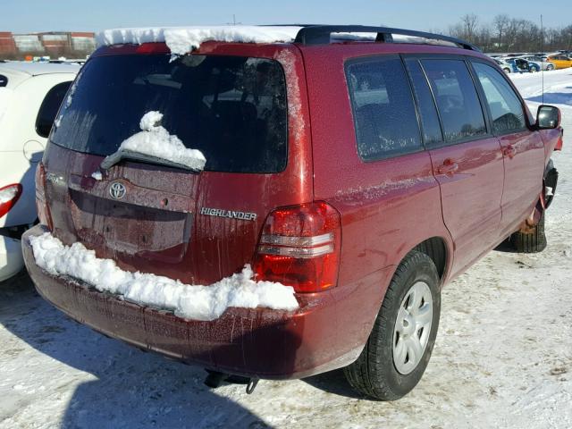 JTEGD21A430052141 - 2003 TOYOTA HIGHLANDER MAROON photo 4