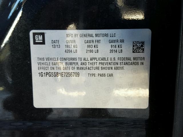 1G1PG5SB1E7256709 - 2014 CHEVROLET CRUZE LTZ BLACK photo 10