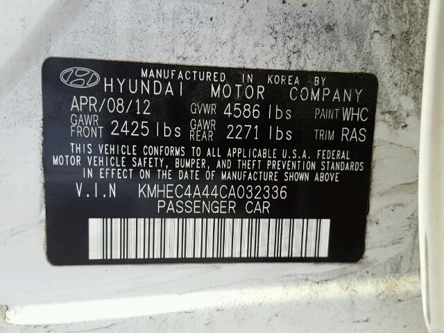 KMHEC4A44CA032336 - 2012 HYUNDAI SONATA HYB WHITE photo 10