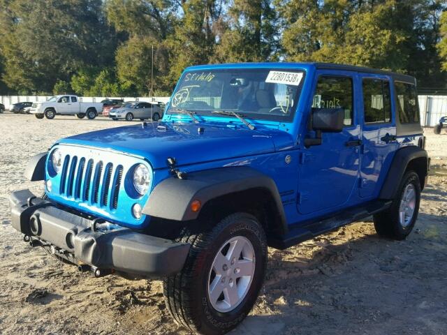 1C4BJWDG1FL759523 - 2015 JEEP WRANGLER U BLUE photo 2