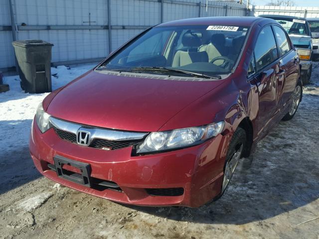 19XFA1F52AE025393 - 2010 HONDA CIVIC LX RED photo 2