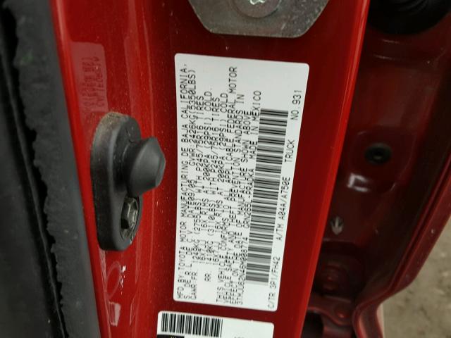 3TMJU62N46M008774 - 2006 TOYOTA TACOMA DOU RED photo 10