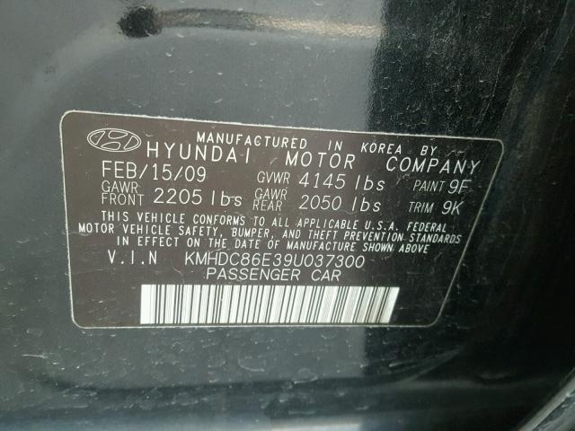 KMHDC86E39U037300 - 2009 HYUNDAI ELANTRA TO BLACK photo 10