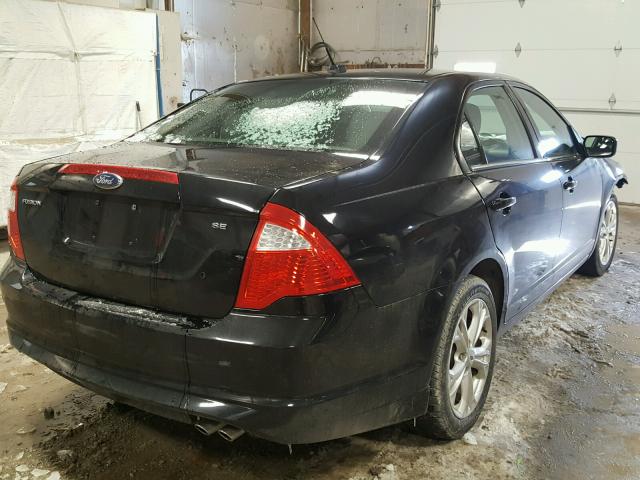 3FAHP0HA2CR145000 - 2012 FORD FUSION SE BLACK photo 4