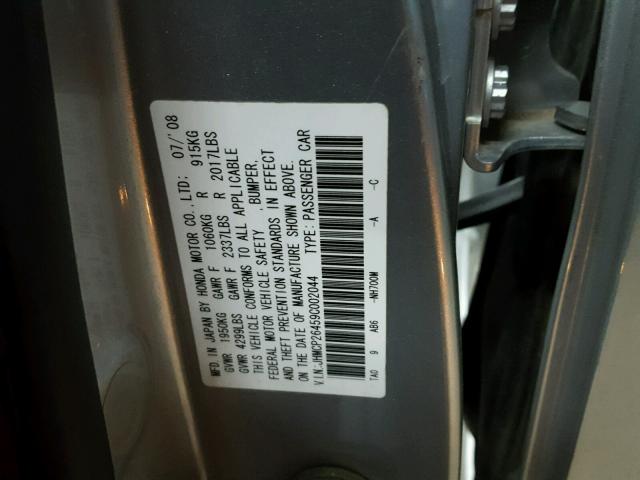 JHMCP26459C002044 - 2009 HONDA ACCORD LXP SILVER photo 10