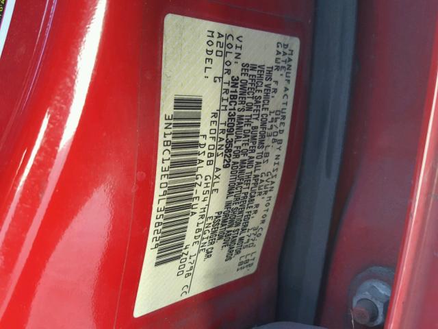 3N1BC13E09L358229 - 2009 NISSAN VERSA S RED photo 10