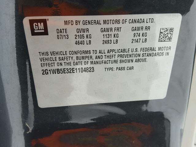 2G1WB5E32E1104823 - 2014 CHEVROLET IMPALA LIM BLACK photo 10