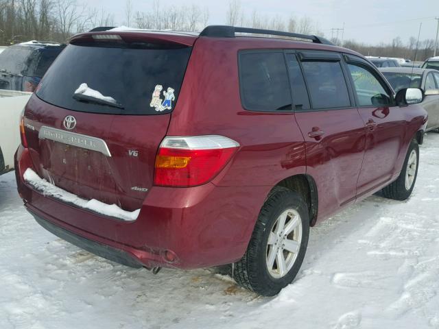 JTEES41A592136104 - 2009 TOYOTA HIGHLANDER MAROON photo 4