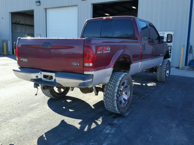 1FTNW21P94ED98412 - 2004 FORD F250 SUPER MAROON photo 4