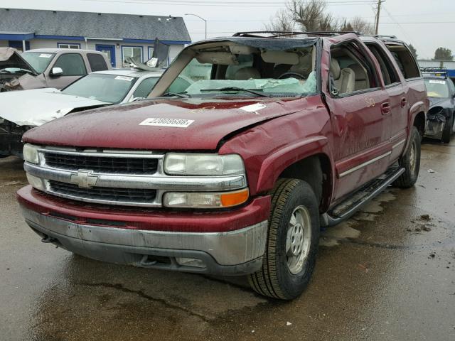 1GNFK16Z12J303437 - 2002 CHEVROLET SUBURBAN K MAROON photo 2