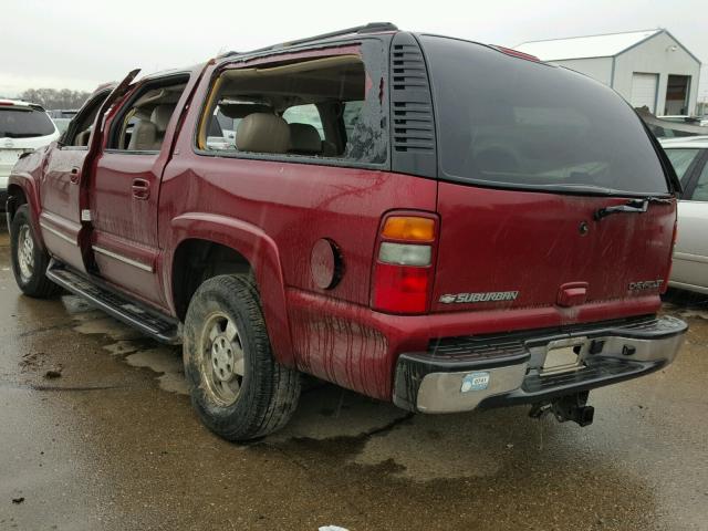 1GNFK16Z12J303437 - 2002 CHEVROLET SUBURBAN K MAROON photo 3