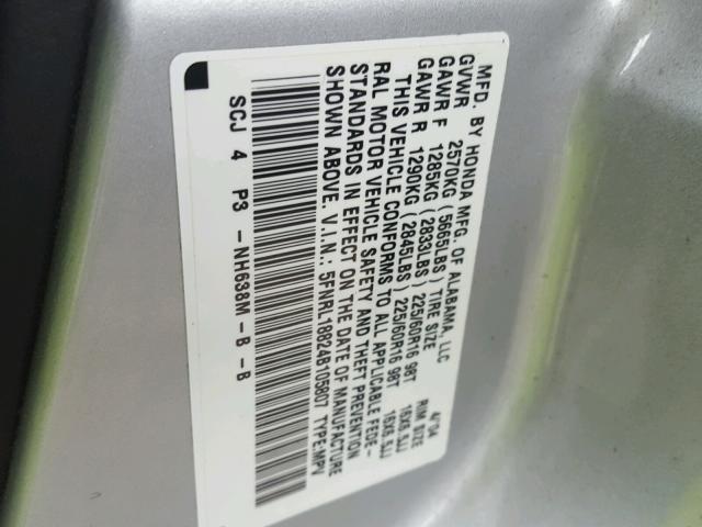 5FNRL18824B105807 - 2004 HONDA ODYSSEY EX SILVER photo 10