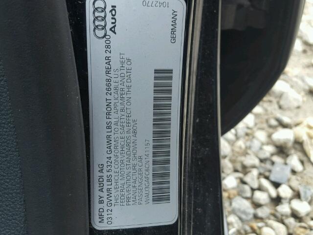 WAU3GAFC6CN141157 - 2012 AUDI A7 PRESTIG BLACK photo 10