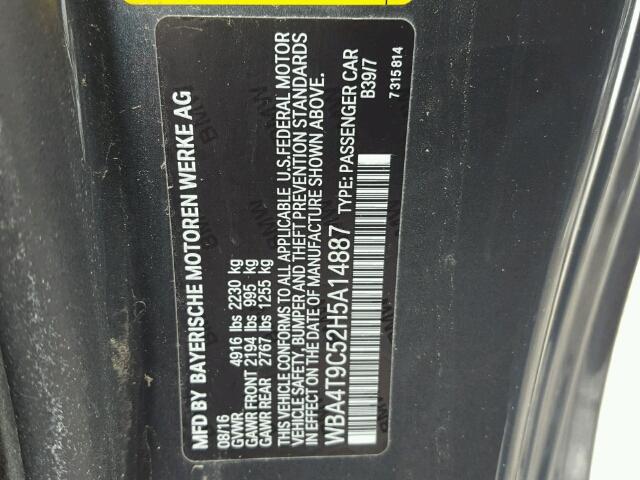 WBA4T9C52H5A14887 - 2017 BMW 440I GRAY photo 10