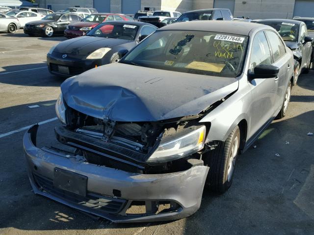 3VW2K7AJ1EM324742 - 2014 VOLKSWAGEN JETTA BASE ნაცრისფერი ფოტო 2