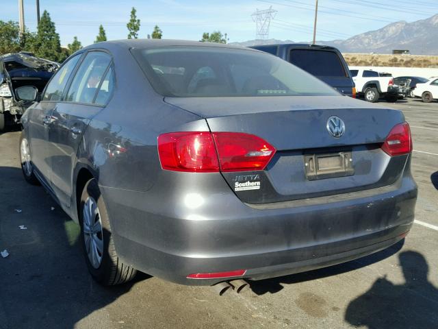 3VW2K7AJ1EM324742 - 2014 VOLKSWAGEN JETTA BASE ნაცრისფერი ფოტო 3