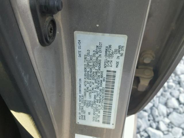 JTLKT334240155353 - 2004 TOYOTA SCION XB SILVER photo 10