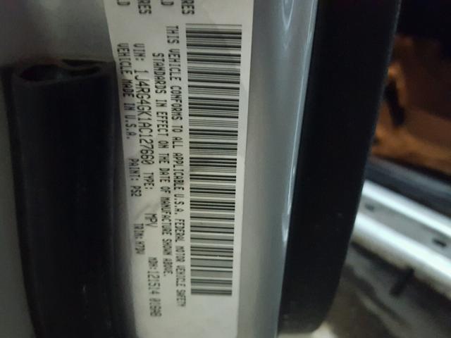 1J4RG4GK1AC127660 - 2010 JEEP COMMANDER SILVER photo 10