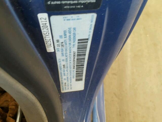 3VWCC21C8YM438067 - 2000 VOLKSWAGEN NEW BEETLE 蓝色 照片 10