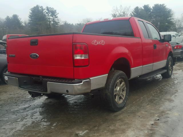 1FTPX14515NB69153 - 2005 FORD F150 RED photo 4