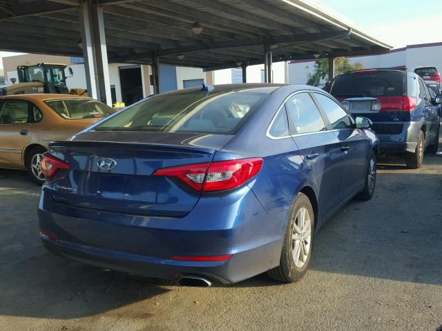 5NPE24AF4HH591636 - 2017 HYUNDAI SONATA SE BLUE photo 4