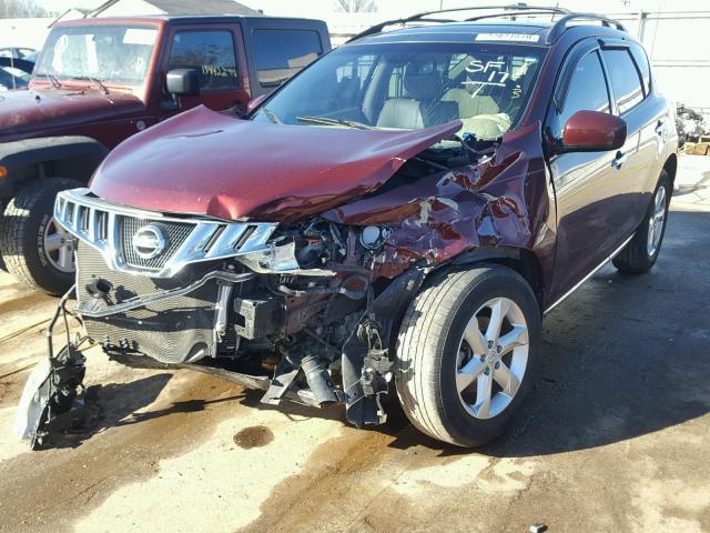 JN8AZ18U19W014561 - 2009 NISSAN MURANO S BURGUNDY photo 2