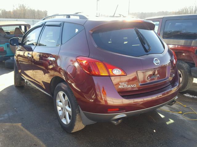 JN8AZ18U19W014561 - 2009 NISSAN MURANO S BURGUNDY photo 3