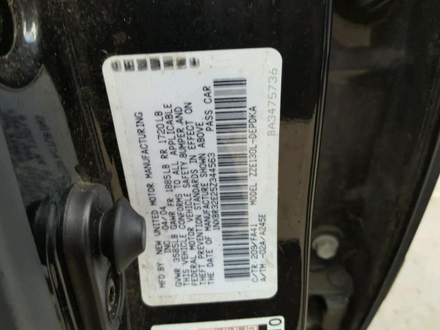 1NXBR32E25Z344563 - 2005 TOYOTA COROLLA CE BLACK photo 10