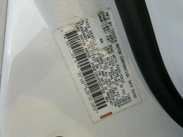 JT6GF10U3Y0067300 - 2000 LEXUS RX 300 WHITE photo 10