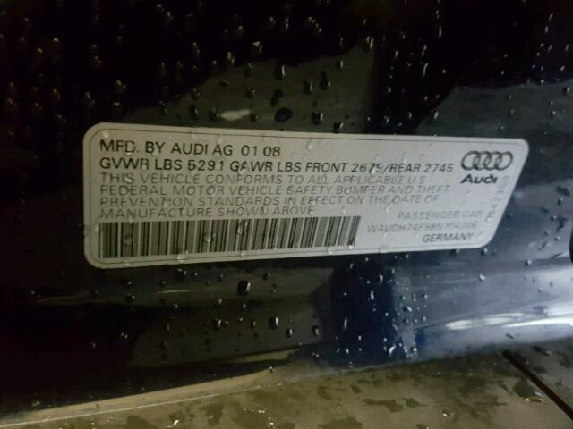 WAUDH74F98N104306 - 2008 AUDI A6 3.2 QUA BLUE photo 10