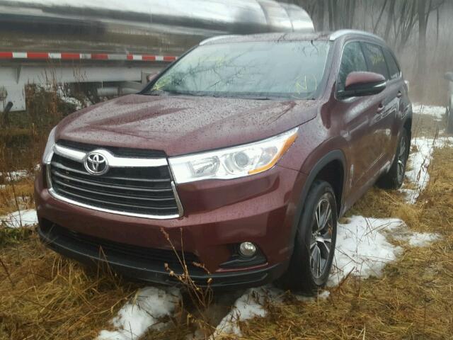 5TDJKRFH7GS342245 - 2016 TOYOTA HIGHLANDER BURGUNDY photo 2