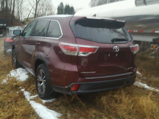 5TDJKRFH7GS342245 - 2016 TOYOTA HIGHLANDER BURGUNDY photo 3