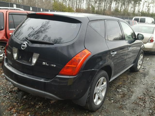 JN8AZ08W93W208452 - 2003 NISSAN MURANO SL BLACK photo 4