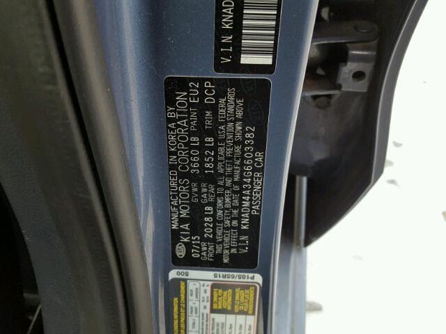 KNADM4A34G6603382 - 2016 KIA RIO LX Կապույտ լուսանկար 10