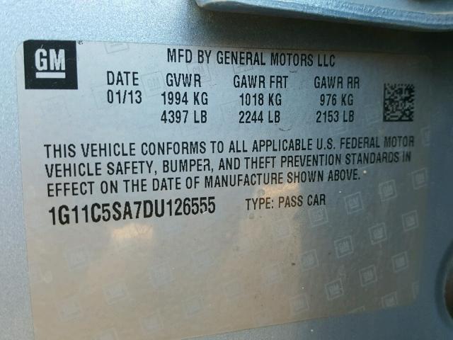 1G11C5SA7DU126555 - 2013 CHEVROLET MALIBU 1LT 蓝色 照片 10