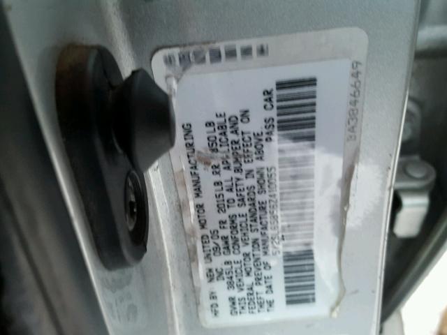 5Y2SL65856Z410055 - 2006 PONTIAC VIBE SILVER photo 10