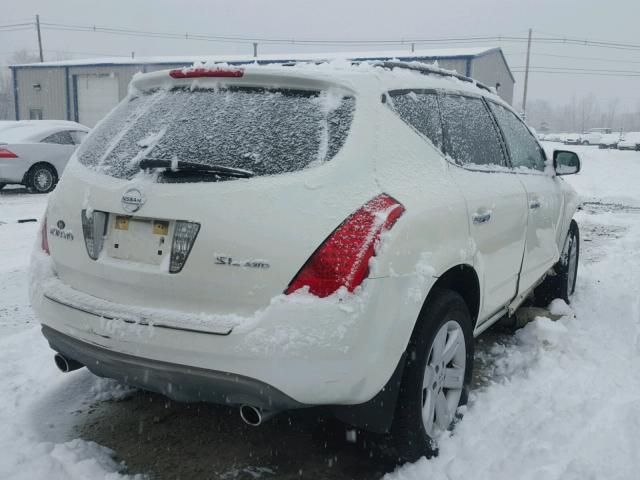 JN8AZ08W87W660253 - 2007 NISSAN MURANO SL WHITE photo 4