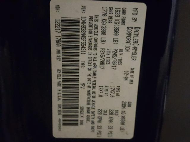 1D4HB38N45F554311 - 2005 DODGE DURANGO ST BLUE photo 10