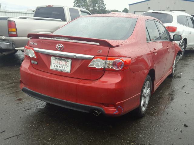 2T1BU4EEXDC111207 - 2013 TOYOTA COROLLA BA RED photo 4