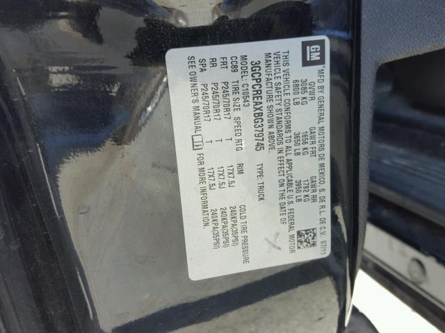 3GCPCREAXBG379745 - 2011 CHEVROLET SILVERADO BLACK photo 10