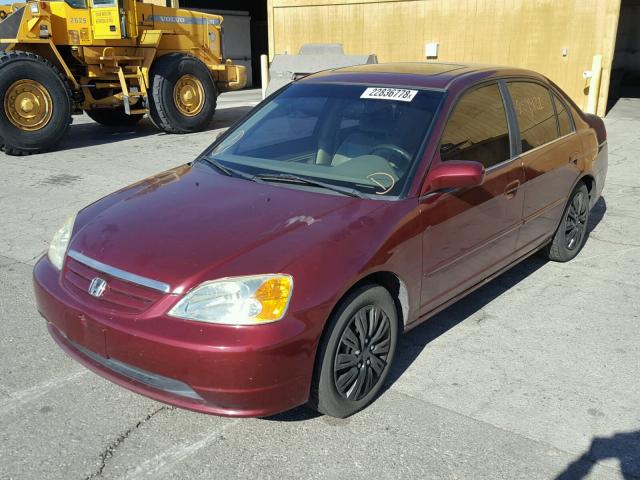 2HGES26792H549356 - 2002 HONDA CIVIC EX BURGUNDY photo 2